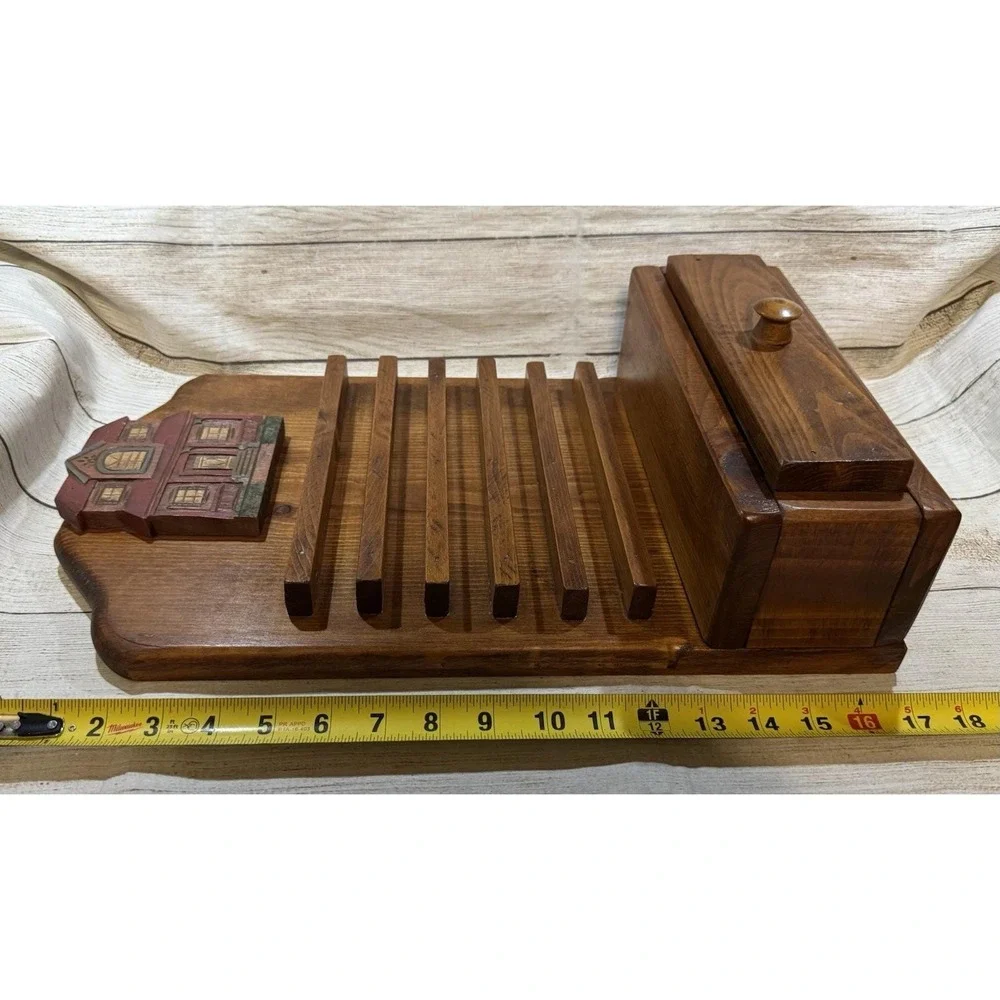 Complete Vtg Country Farmhouse Wooden Perpetual Calendar with Drawer Cottagecore